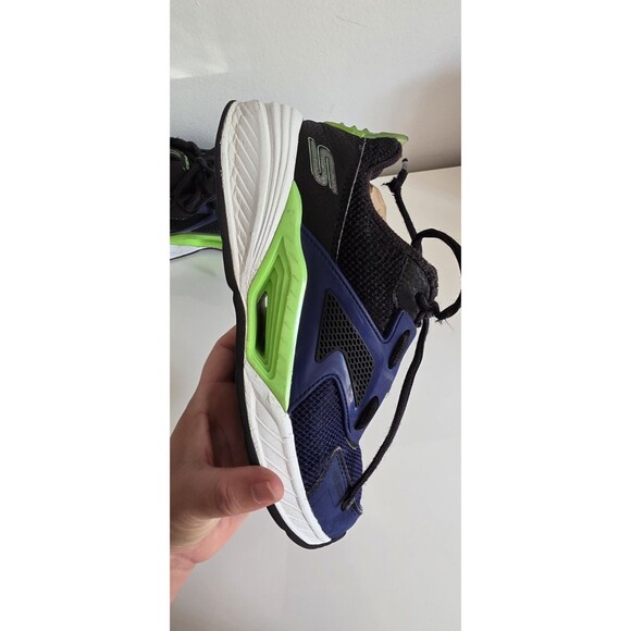 Skechers SN 404031L Blue Black Green Running Shoes Size 4 Pre-Owned - Picture 5 of 16